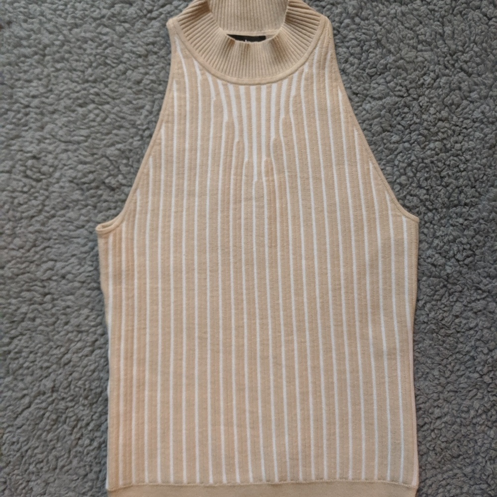 Bebe Striped Ribbed Sweater Turtle Neck - Picture 3 of 6